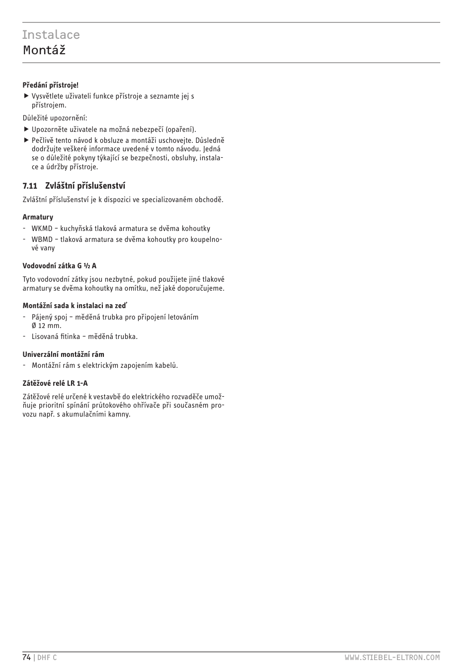 Instalace montáž | STIEBEL ELTRON DHF 12 - 24 C с 01.04.2007 User Manual | Page 77 / 103