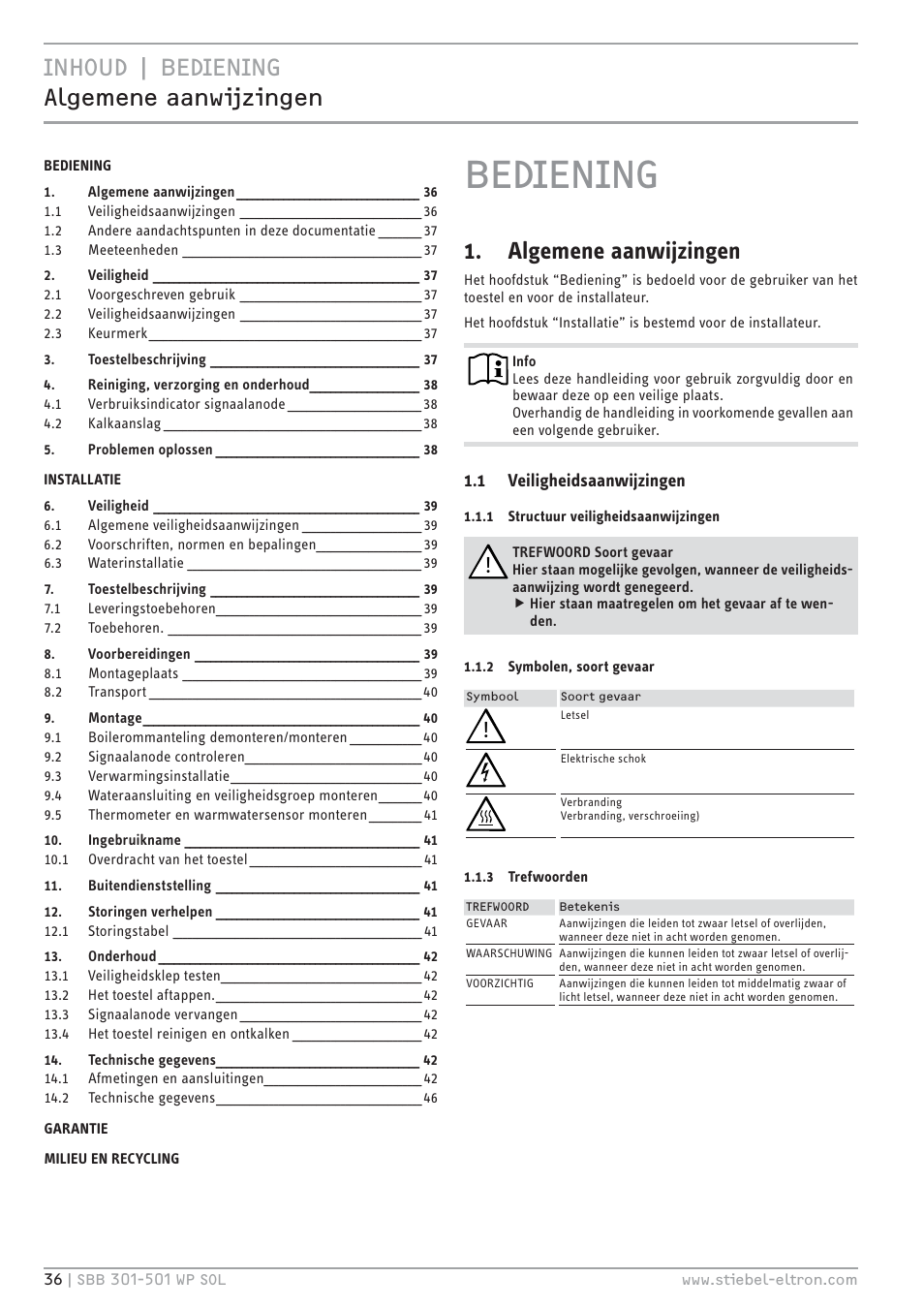 C+he  .c.c& ùö¼ă¼ĉ¼ ||ĉŷïſêĉö¼ĉ, Algemene aanwijzingen | STIEBEL ELTRON SBB WP SOL с 12.05.2008 User Manual | Page 36 / 80