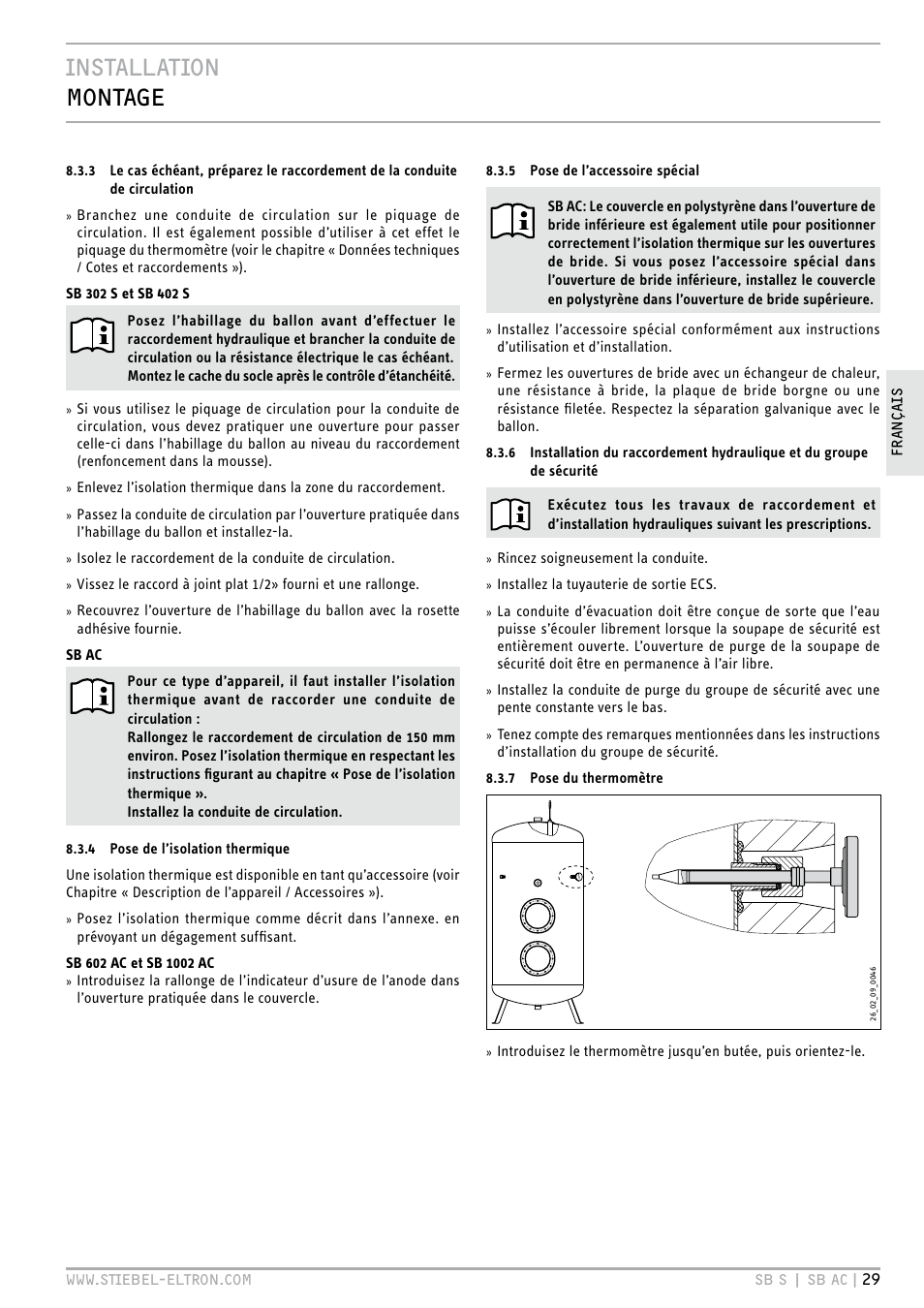 Installation montage | STIEBEL ELTRON SB AC с 08.06.2009 User Manual | Page 29 / 56