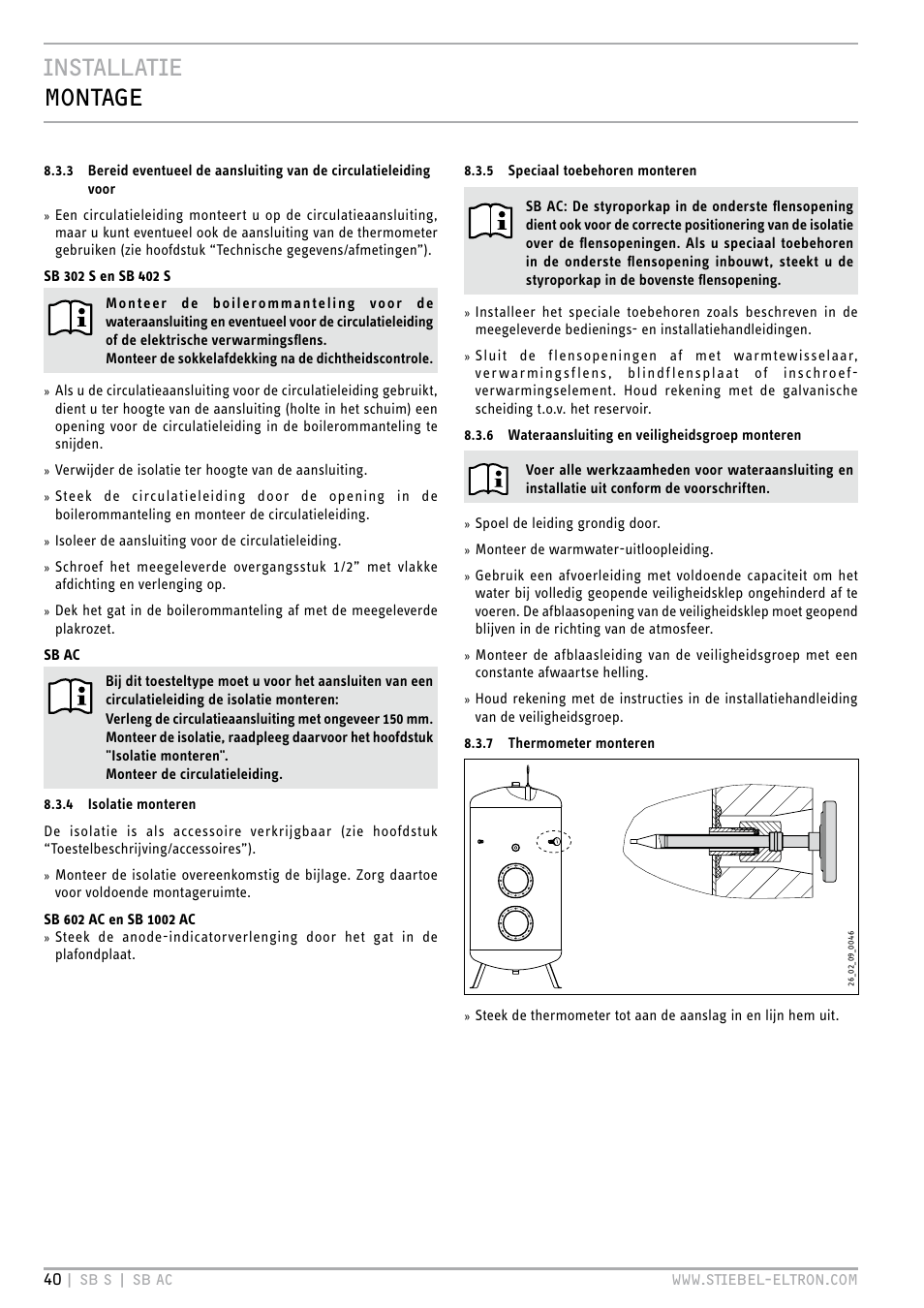 Installatie montage | STIEBEL ELTRON SB AC с 08.06.2009 User Manual | Page 40 / 56