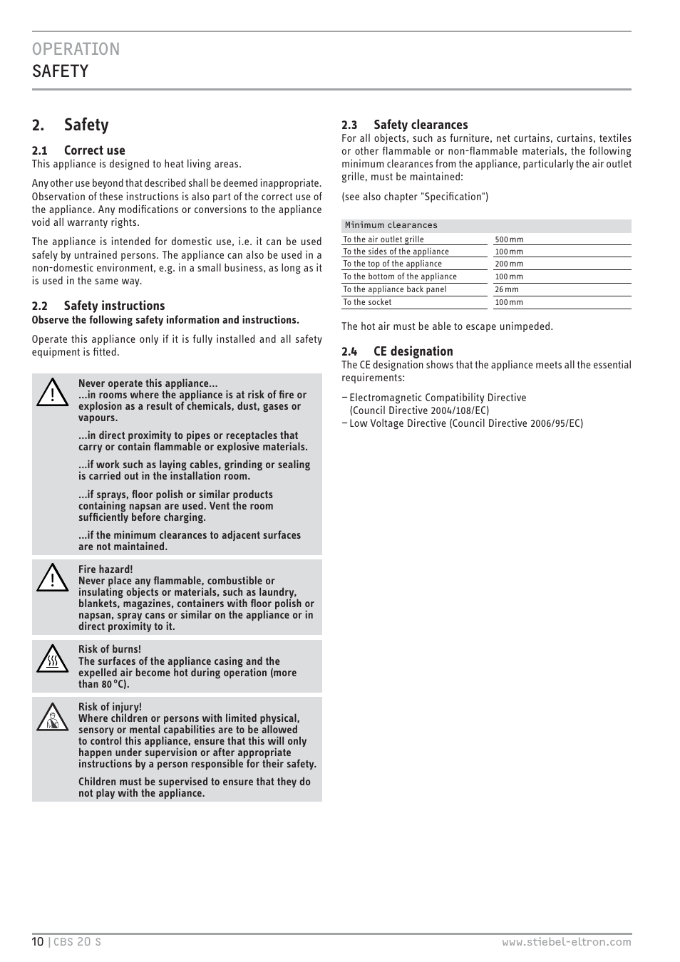 STIEBEL ELTRON CBS 20 S 22.09.2008 - 06.03.2011 User Manual | Page 10 / 52