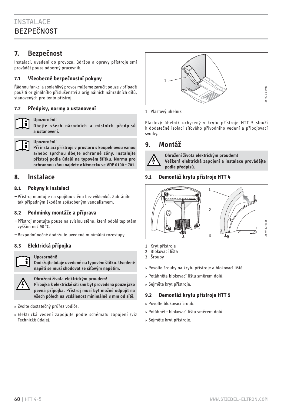 Instalace bezpenost 7. bezpečnost, Instalace, Montáž | STIEBEL ELTRON HTT turbotronic 5 с 01.03.2009 User Manual | Page 60 / 88