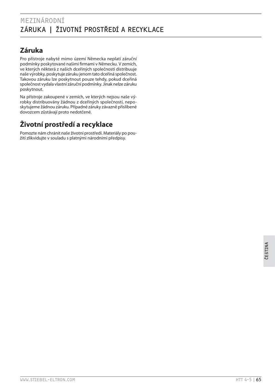 Životní prostředí a recyklace | STIEBEL ELTRON HTT turbotronic 5 с 01.03.2009 User Manual | Page 65 / 88