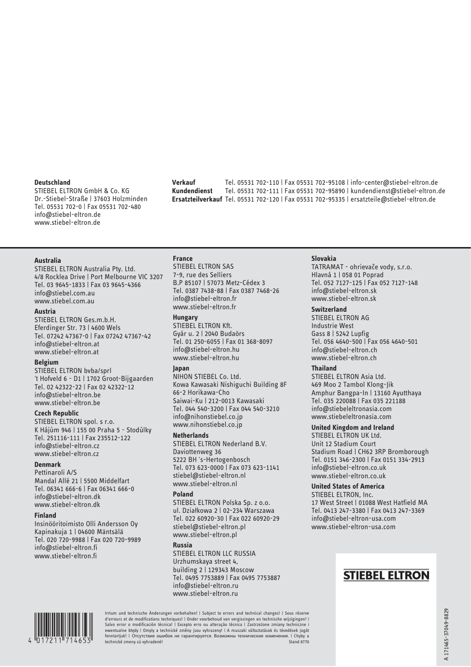 4<amhcmm=hbegfd | STIEBEL ELTRON HTT turbotronic 5 с 01.03.2009 User Manual | Page 88 / 88