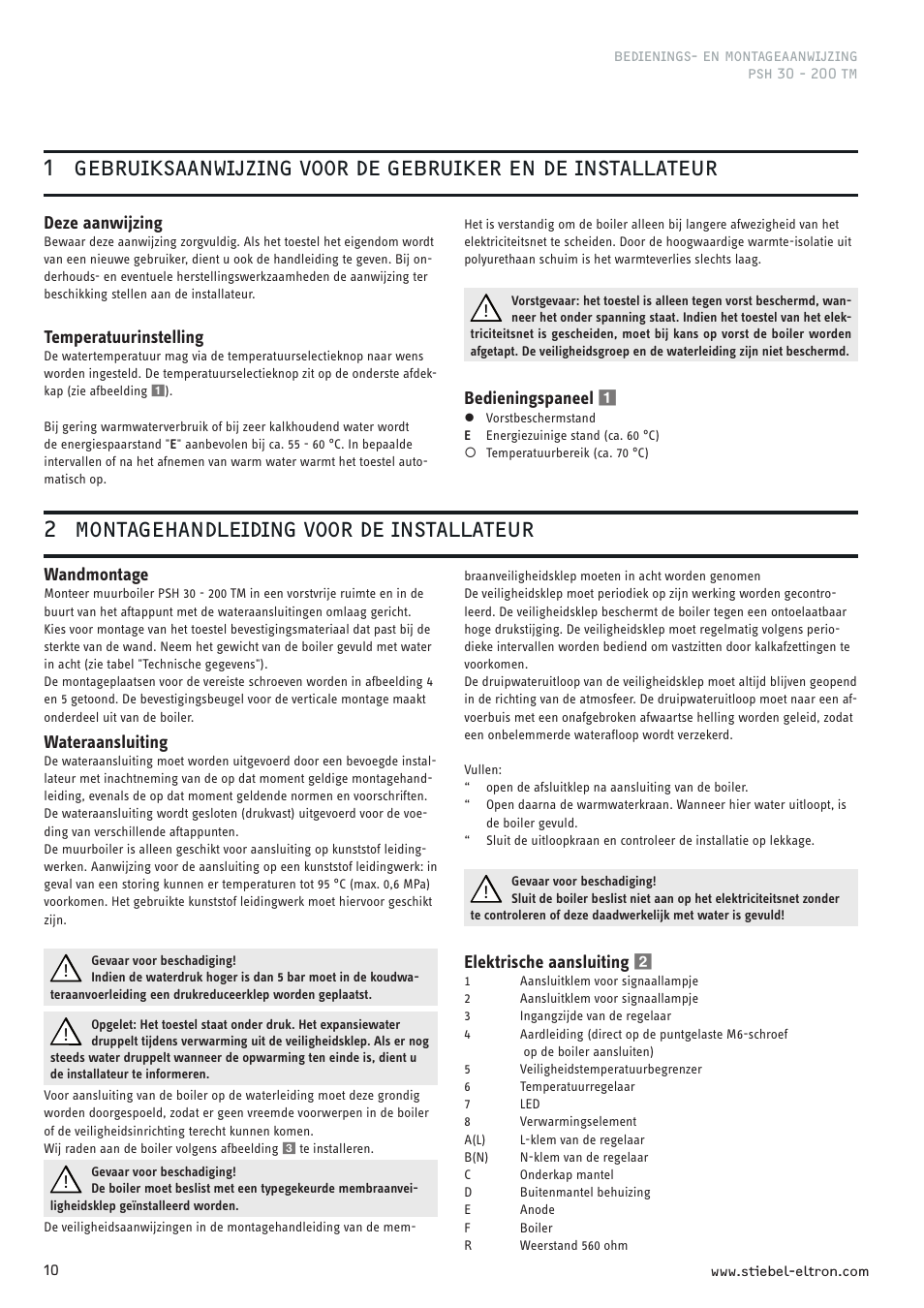 2 montagehandleiding voor de installateur | STIEBEL ELTRON PSH TM с 01.09.2008 User Manual | Page 10 / 24