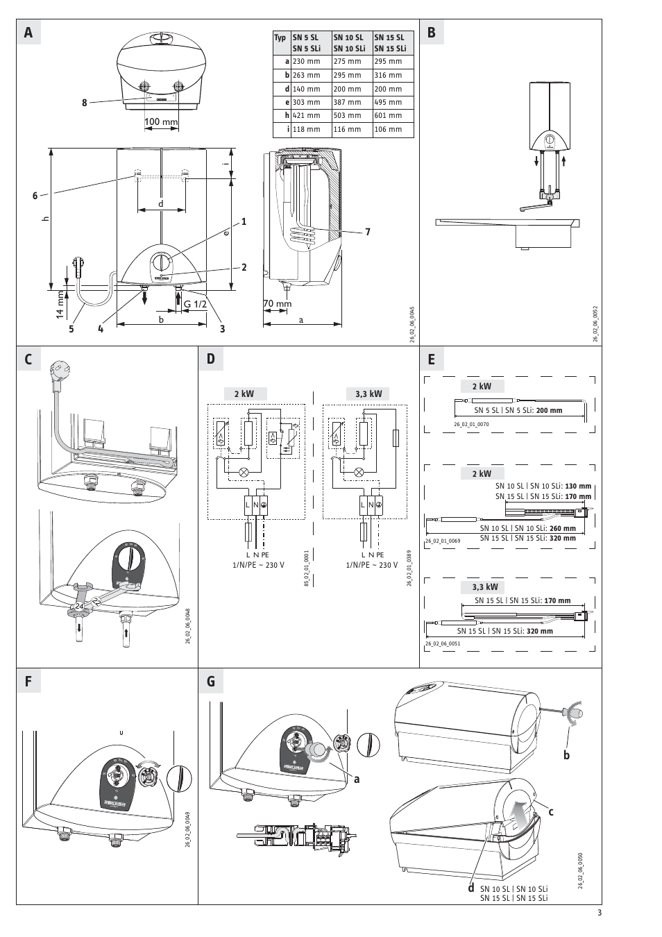 Ab c | STIEBEL ELTRON SN ... SLi с 01.11.2007 User Manual | Page 3 / 34