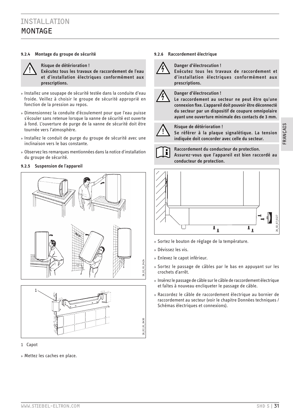 Installation montage | STIEBEL ELTRON SHD ... S с 13.04.2009 User Manual | Page 31 / 60