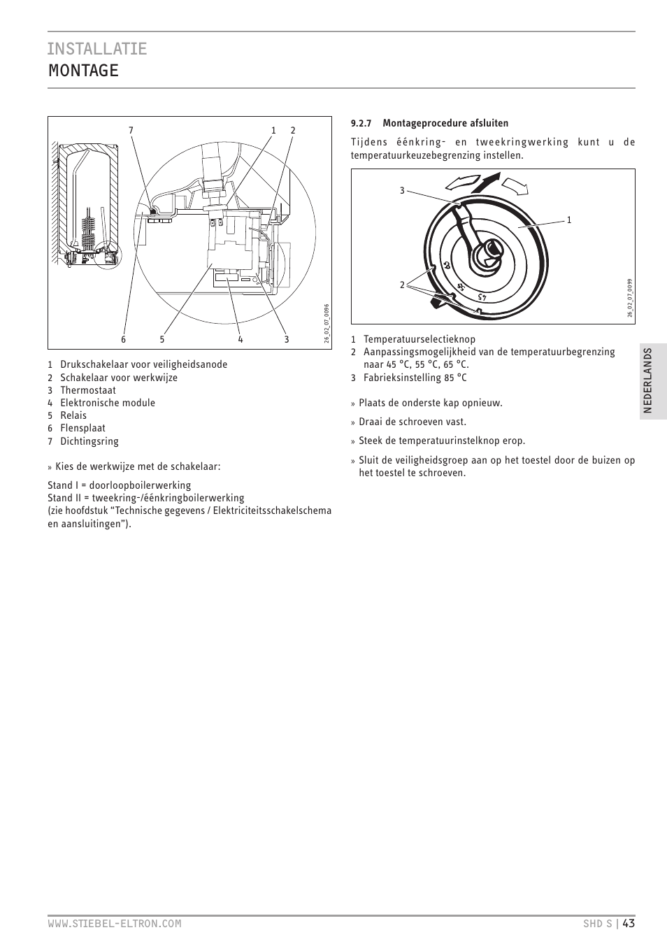 Installatie montage | STIEBEL ELTRON SHD ... S с 13.04.2009 User Manual | Page 43 / 60