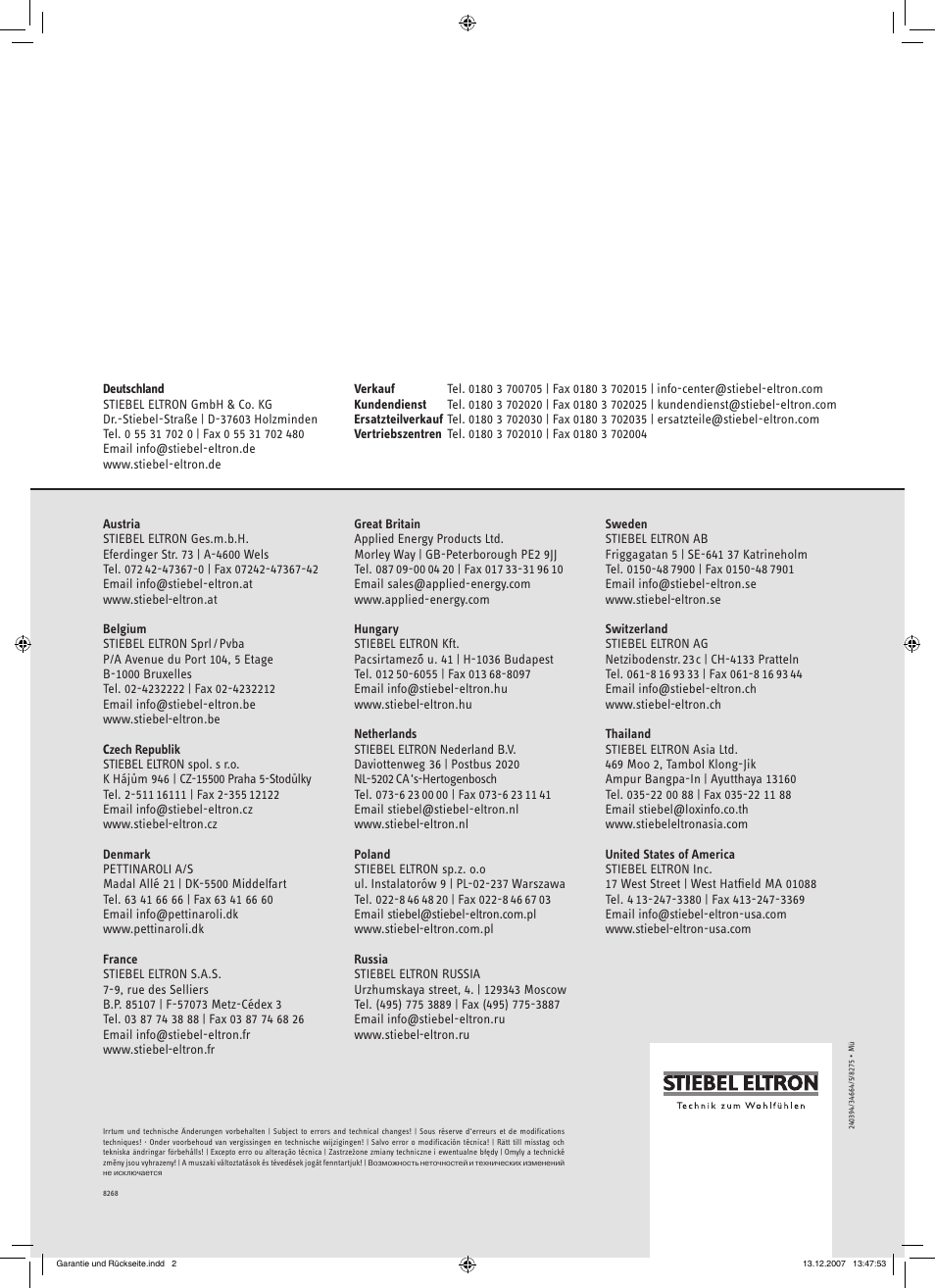 STIEBEL ELTRON SHW ... S 01.11.2007 - 05.05.2013 User Manual | Page 32 / 32