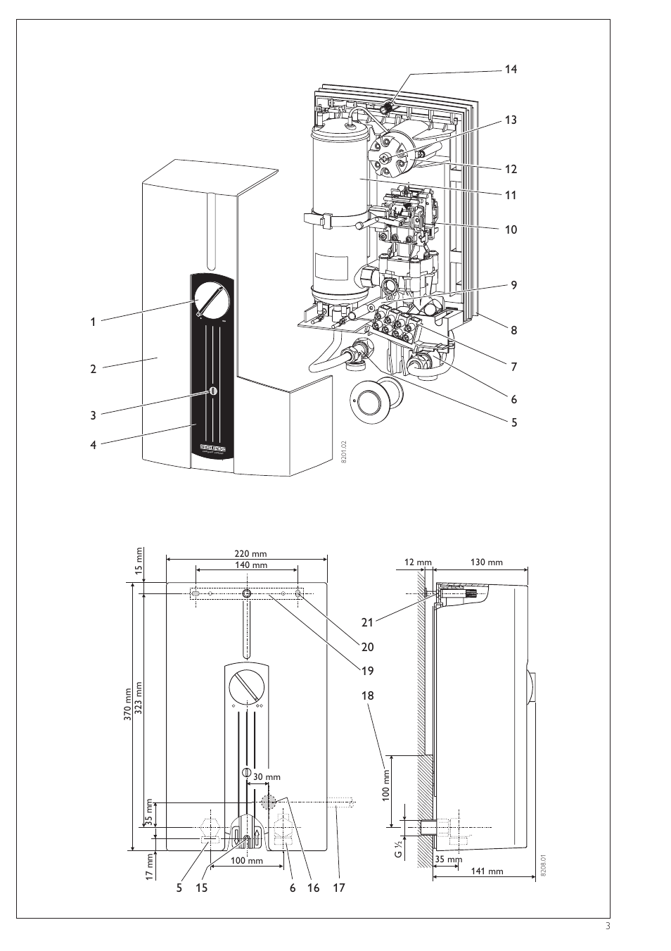 STIEBEL ELTRON DHF .. C 22.04.2002 - 31.01.2004 User Manual | Page 3 / 52