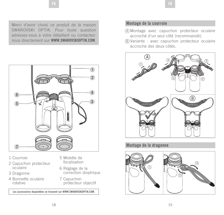 Montage de la courroie, Montage de la dragonne | Swarovski Optik CL Companion User Manual | Page 10 / 47