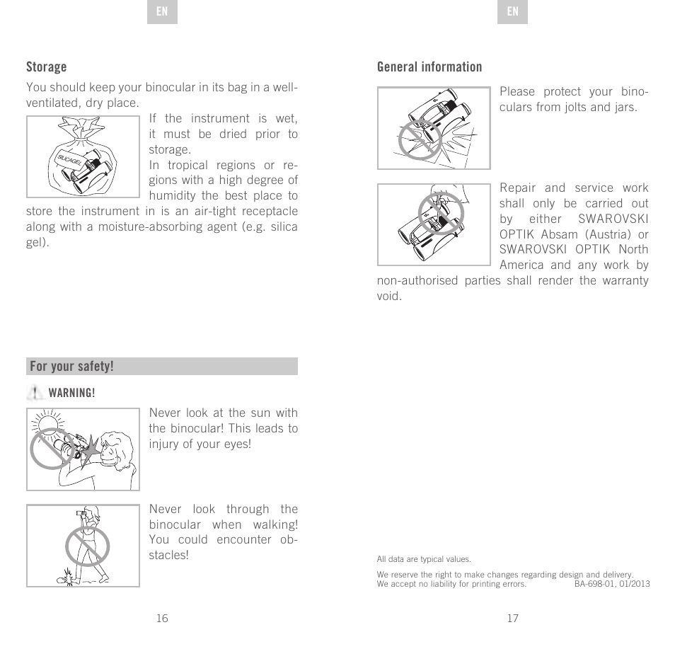 Storage, For your safety, General information | Swarovski Optik CL Companion User Manual | Page 9 / 47