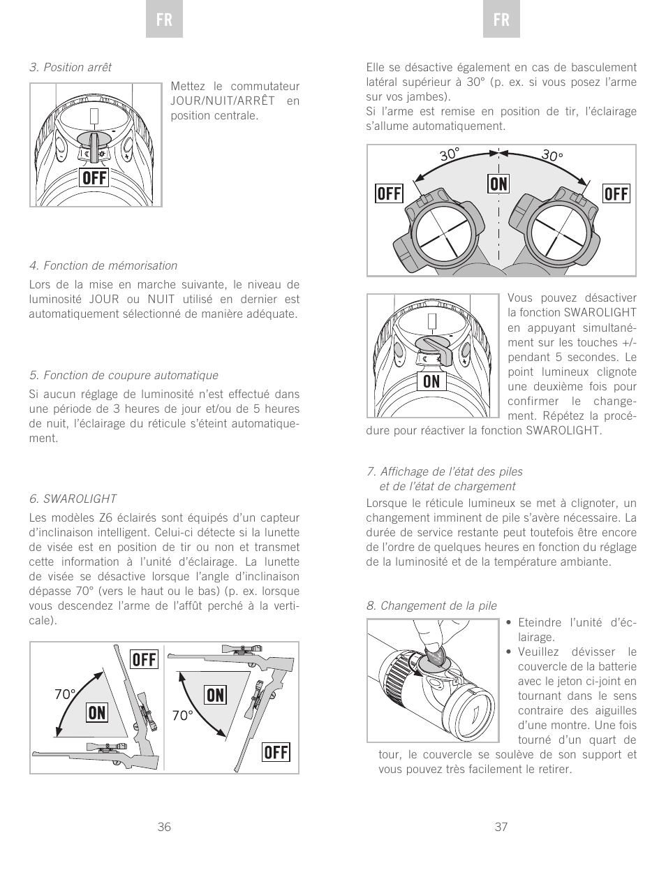 De en en fr fr | Swarovski Optik Z6(i) 5-30x50 P (BT) User Manual | Page 19 / 71