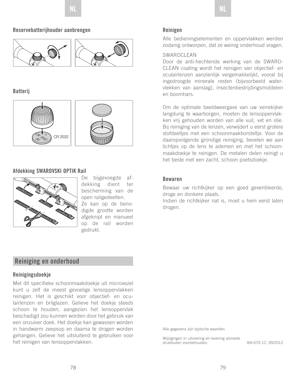 De en nl nl, Reiniging en onderhoud | Swarovski Optik Z6(i) 5-30x50 P (BT) User Manual | Page 40 / 71