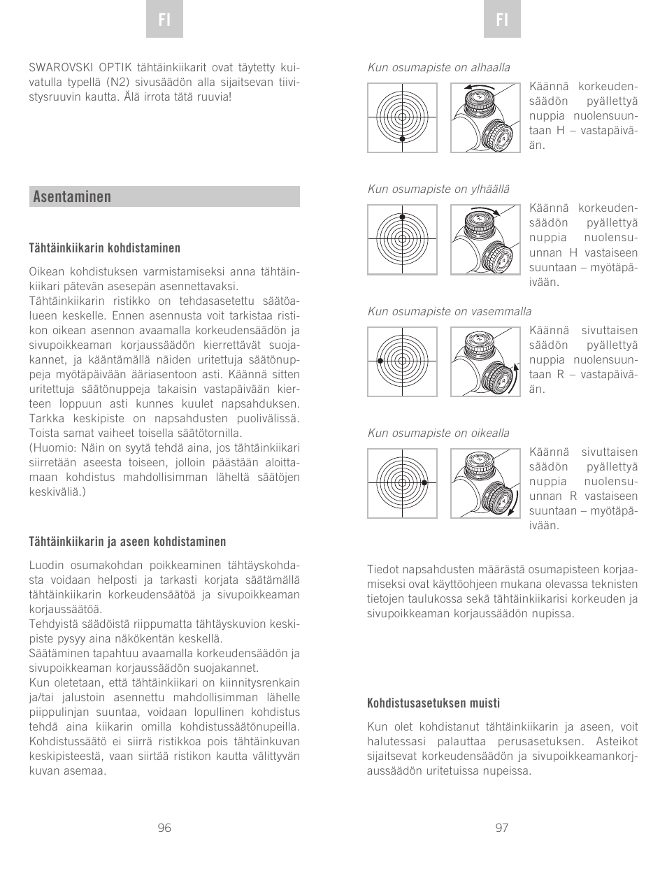 De fi fi, Asentaminen | Swarovski Optik Z6(i) 5-30x50 P (BT) User Manual | Page 49 / 71
