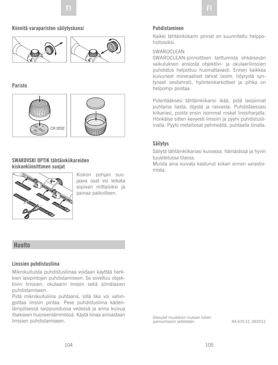 De fi fi, Huolto | Swarovski Optik Z6(i) 5-30x50 P (BT) User Manual | Page 53 / 71