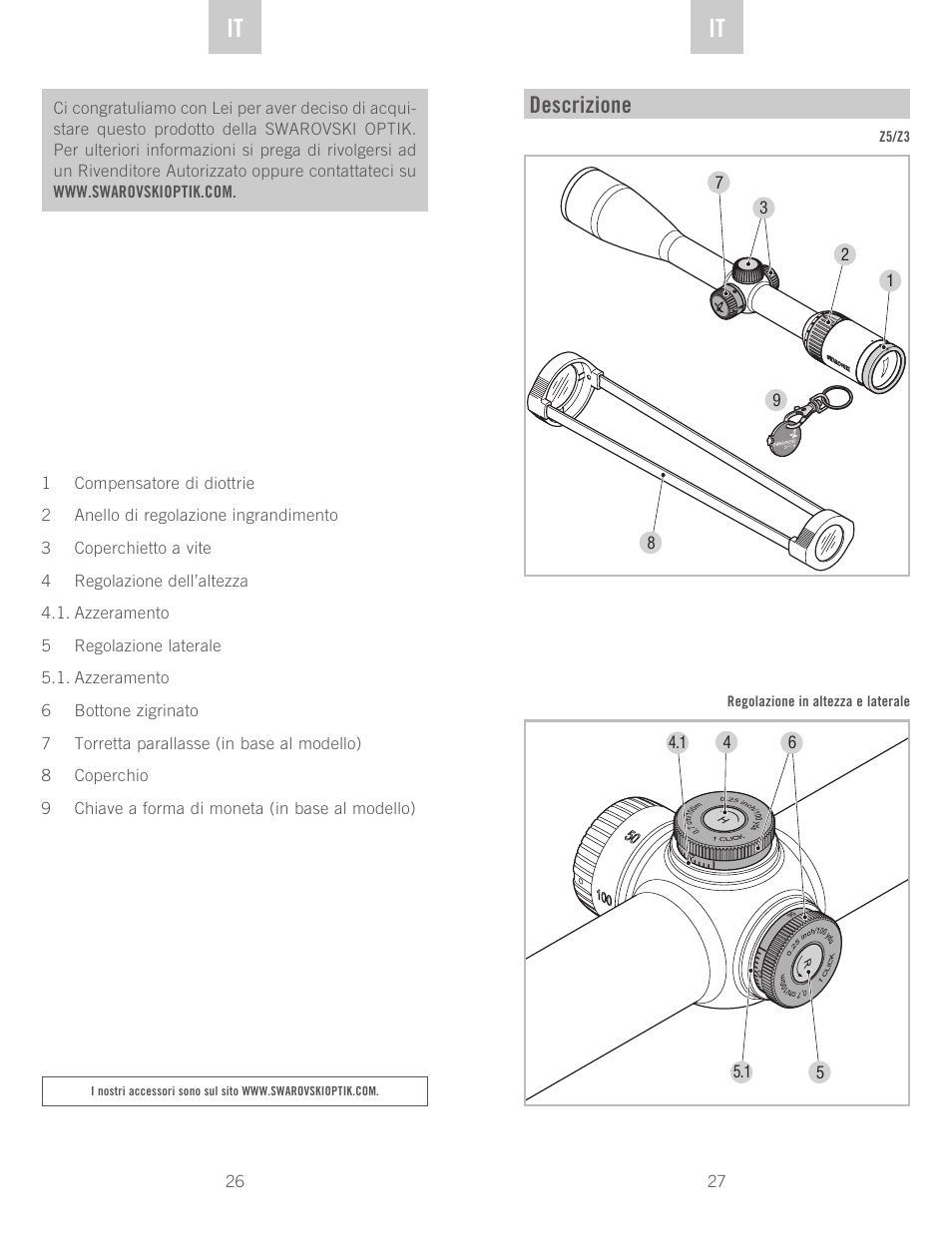 En it it, Descrizione | Swarovski Optik Z3 4-12x50 User Manual | Page 14 / 43