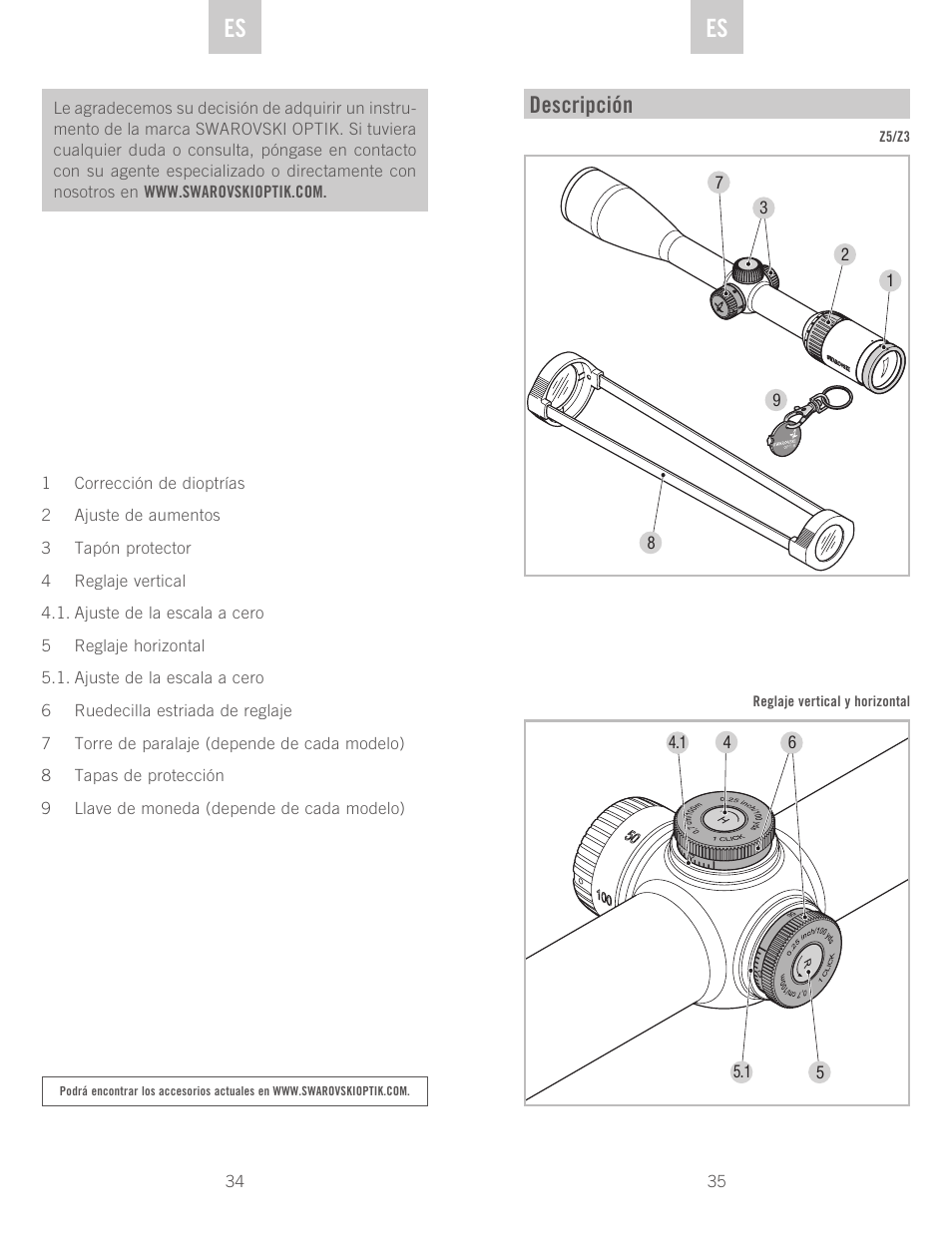 Descripción | Swarovski Optik Z3 4-12x50 User Manual | Page 18 / 43
