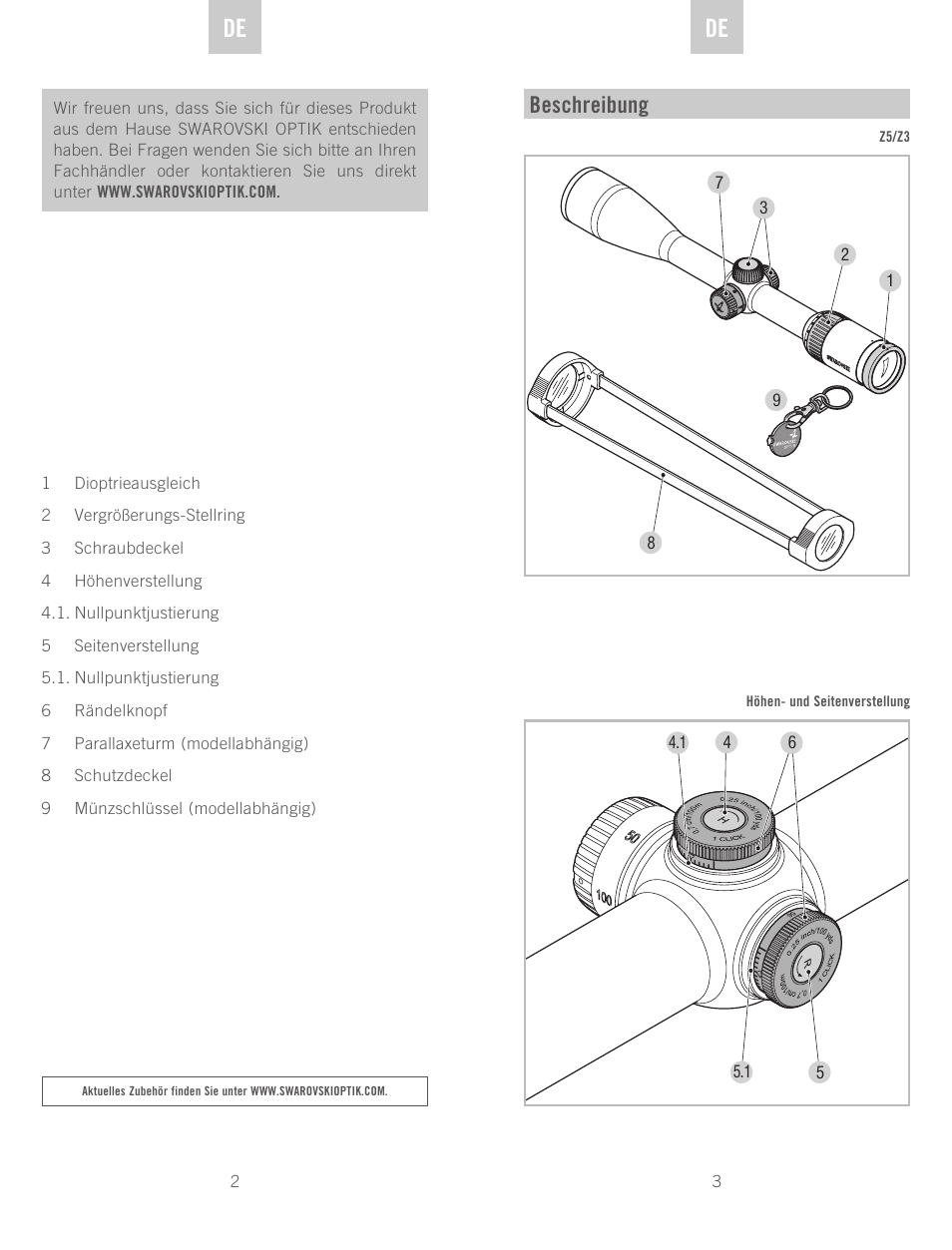 Beschreibung | Swarovski Optik Z3 4-12x50 User Manual | Page 2 / 43