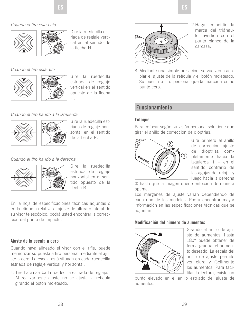 Funcionamiento | Swarovski Optik Z3 4-12x50 User Manual | Page 20 / 43