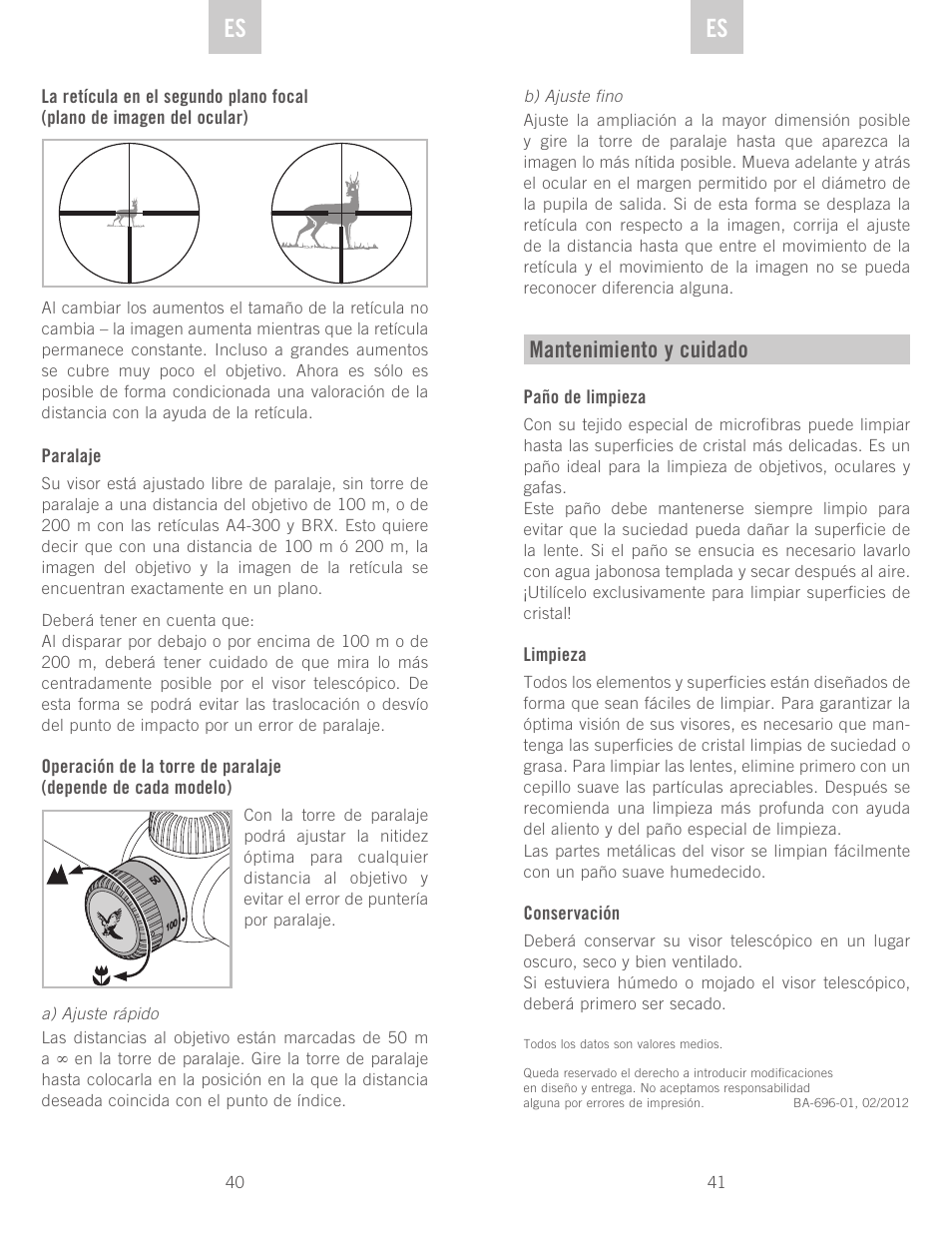 Mantenimiento y cuidado | Swarovski Optik Z3 4-12x50 User Manual | Page 21 / 43