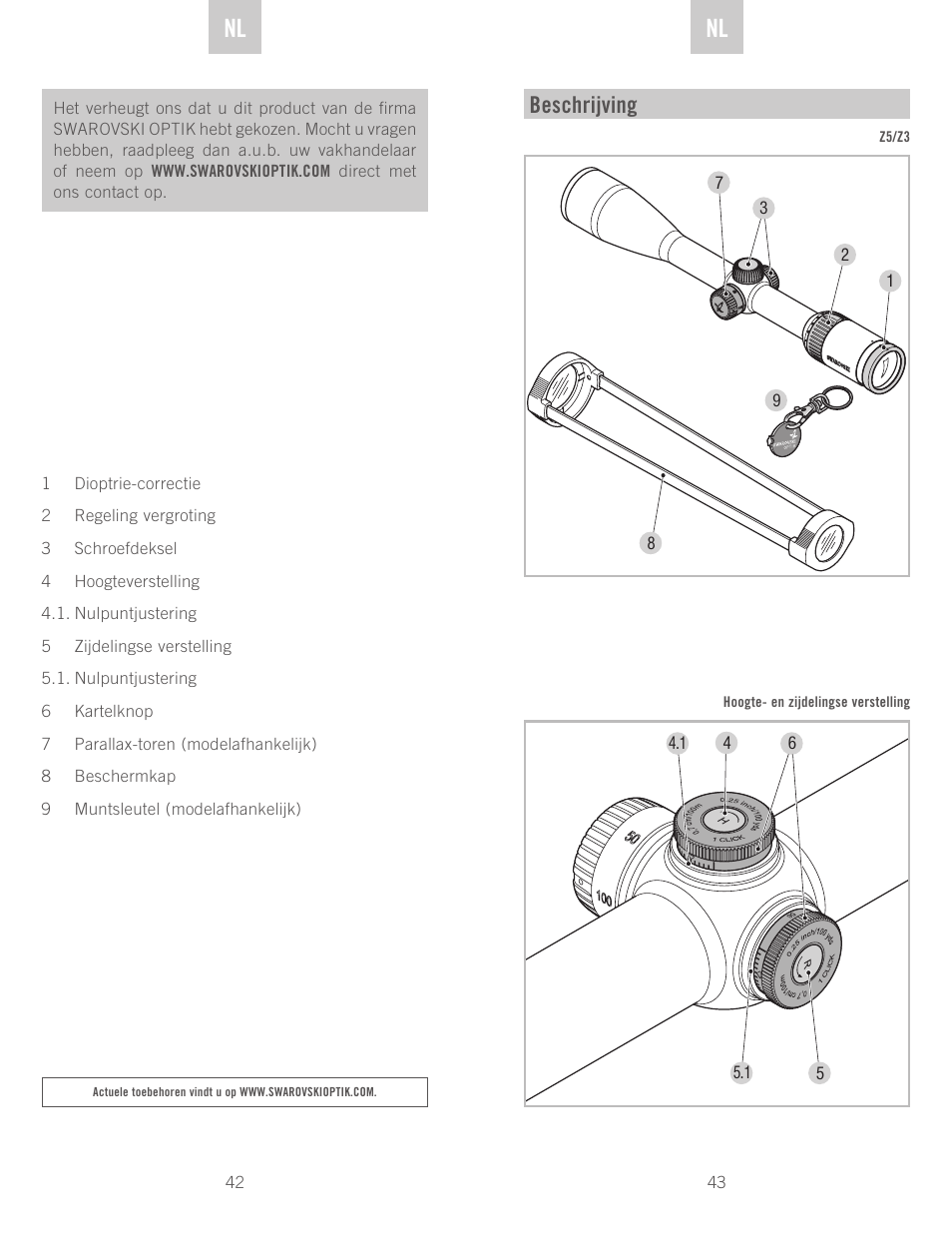 En nl nl, Beschrijving | Swarovski Optik Z3 4-12x50 User Manual | Page 22 / 43