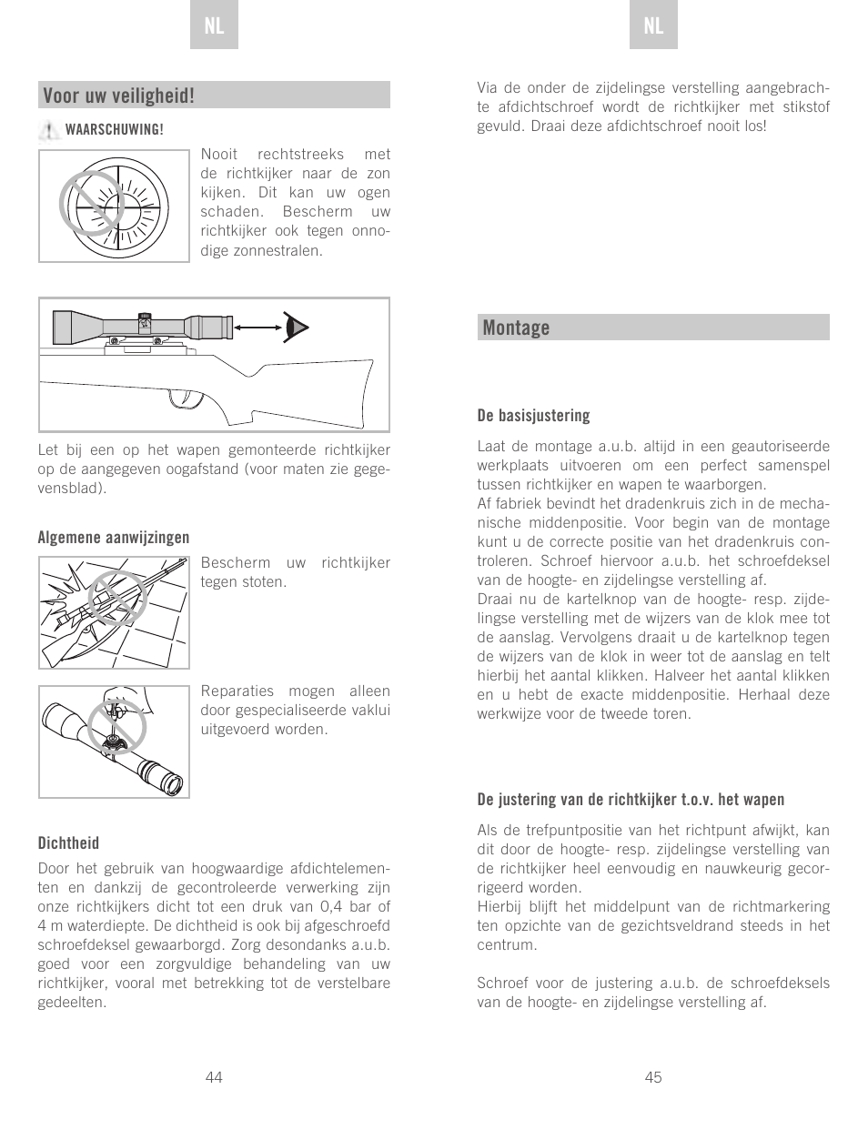 De en en, Voor uw veiligheid, Montage | Swarovski Optik Z3 4-12x50 User Manual | Page 23 / 43