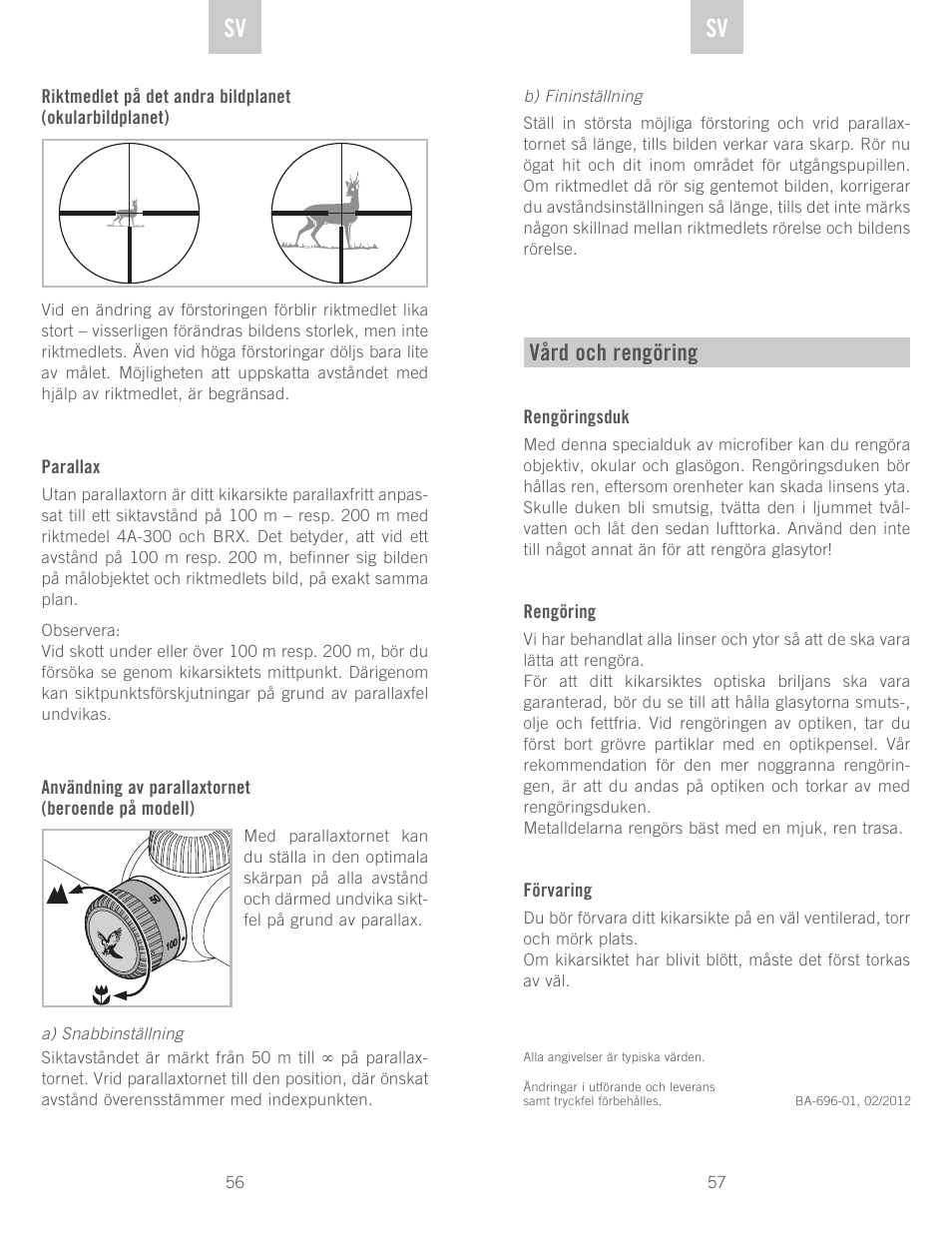 Vård och rengöring | Swarovski Optik Z3 4-12x50 User Manual | Page 29 / 43