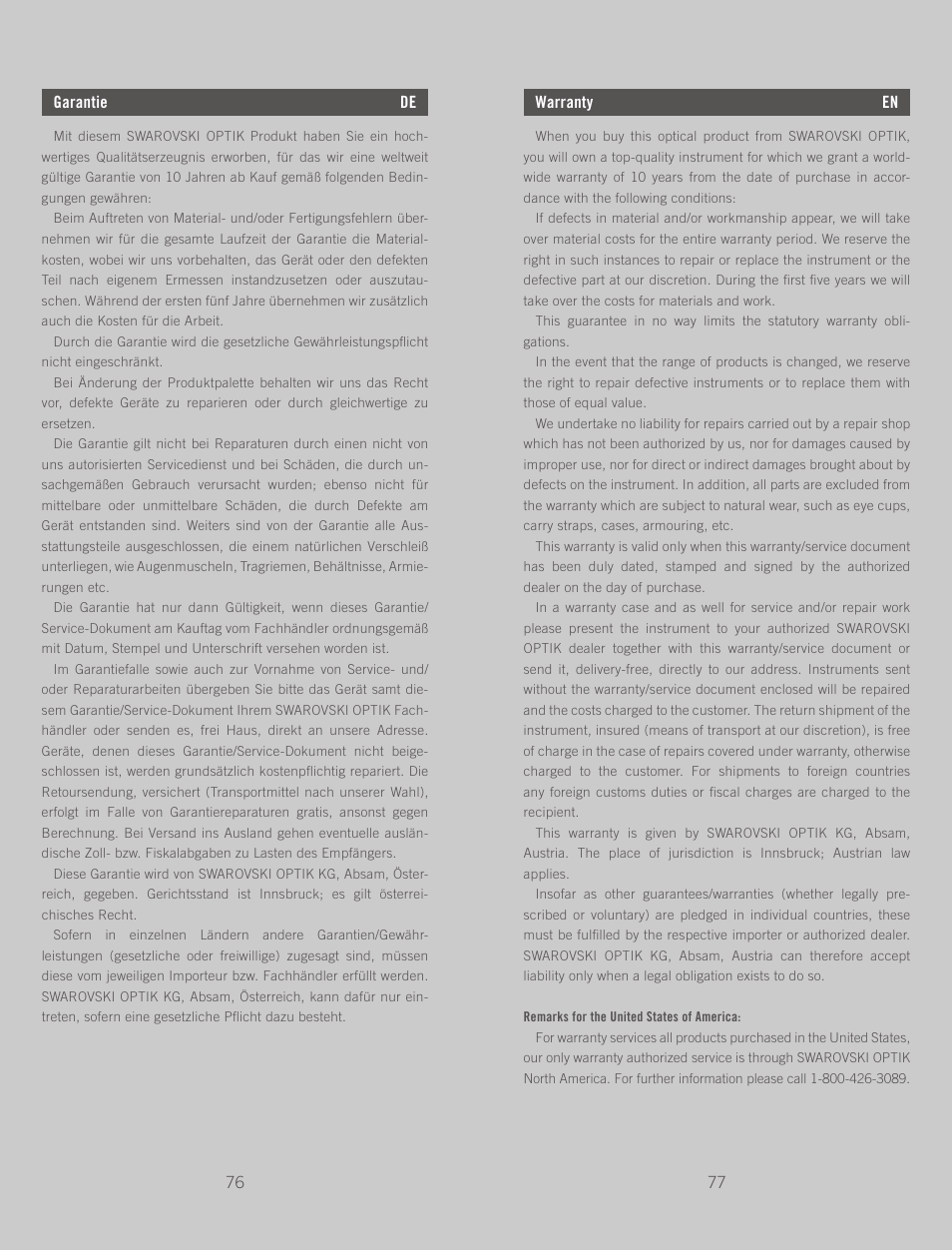 Swarovski Optik Z3 4-12x50 User Manual | Page 39 / 43