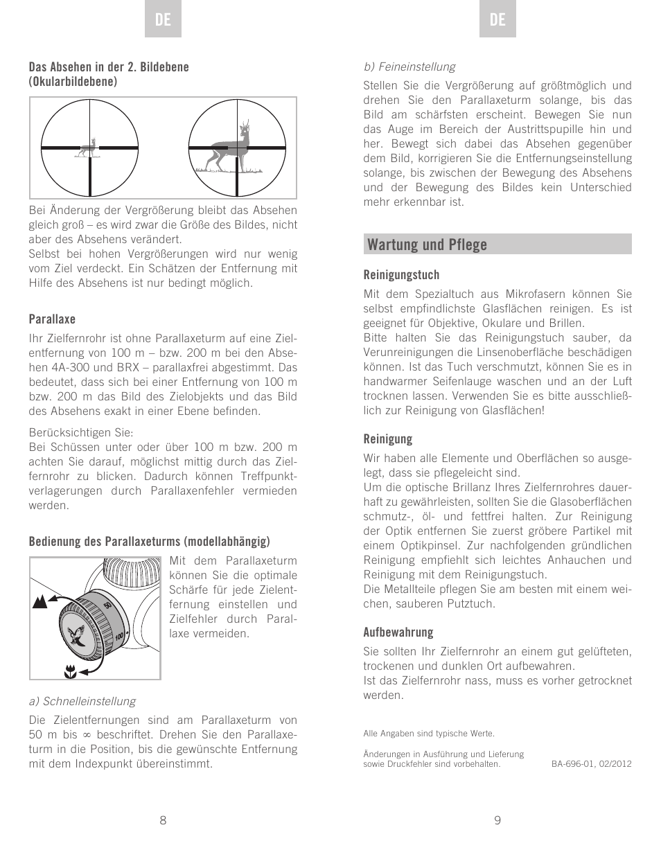 Wartung und pflege | Swarovski Optik Z3 4-12x50 User Manual | Page 5 / 43