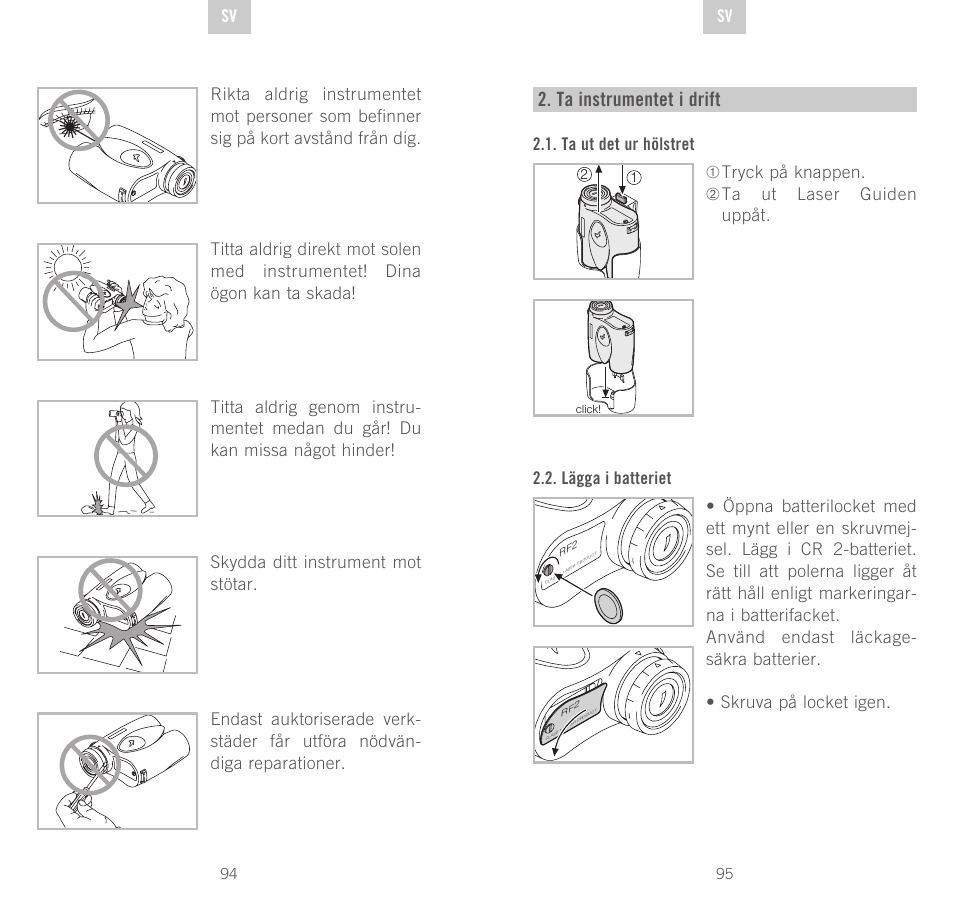 Ta instrumentet i drift | Swarovski Optik Rangefinder User Manual | Page 48 / 83