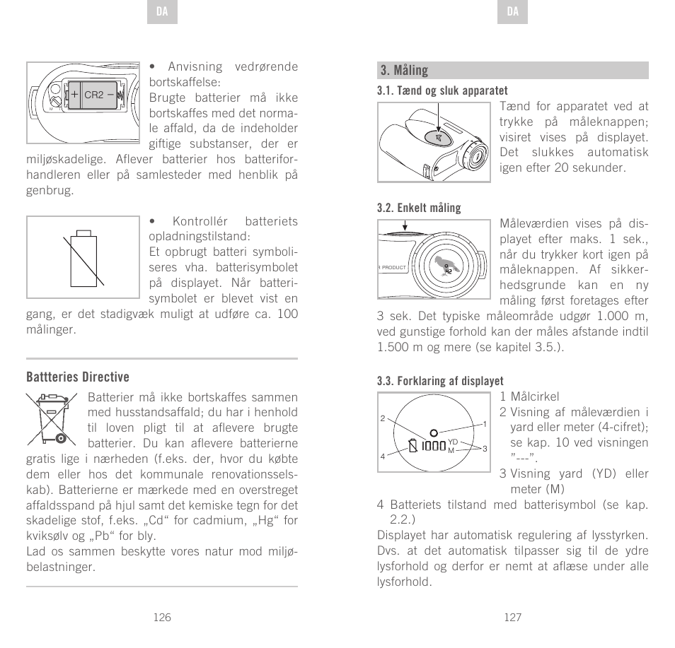 Måling, Battteries directive | Swarovski Optik Rangefinder User Manual | Page 64 / 83