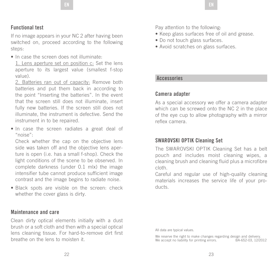 Swarovski Optik NC	2 User Manual | Page 12 / 61