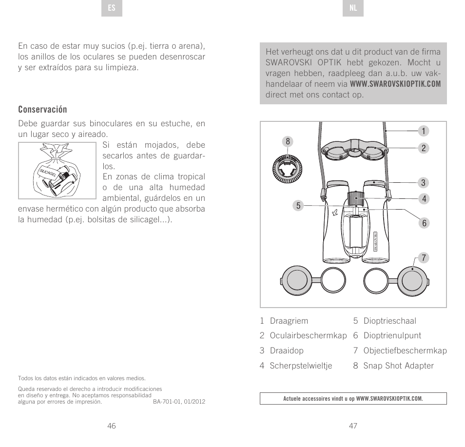 Conservación | Swarovski Optik EL 50 User Manual | Page 24 / 51