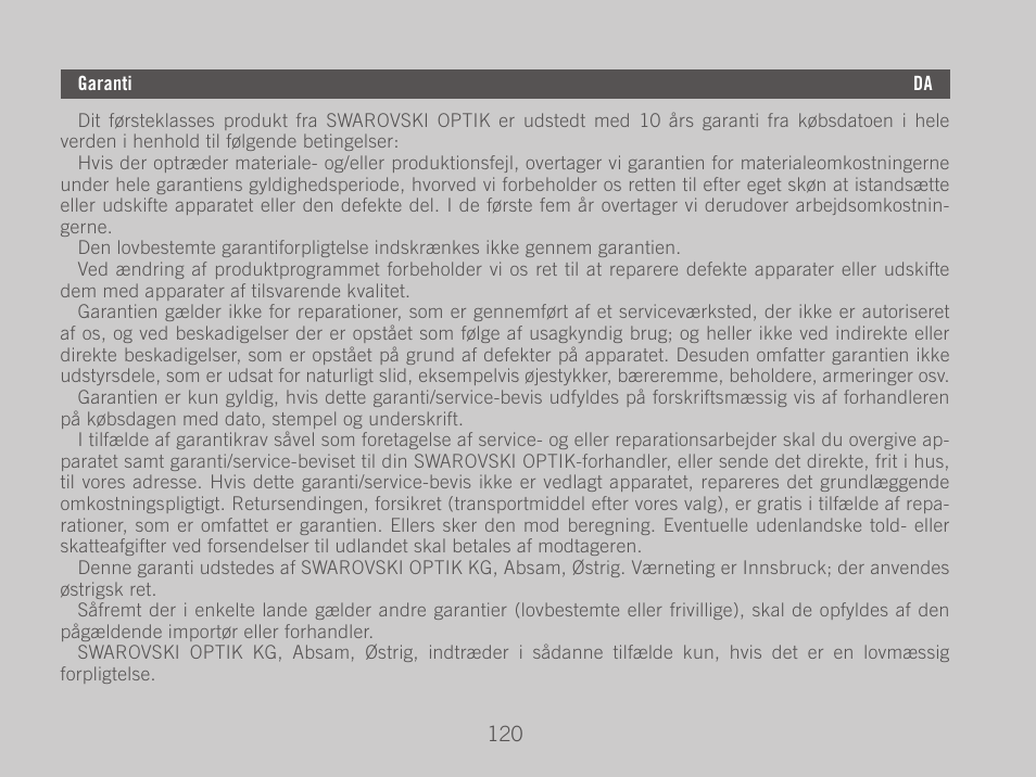 Swarovski Optik STX User Manual | Page 61 / 61