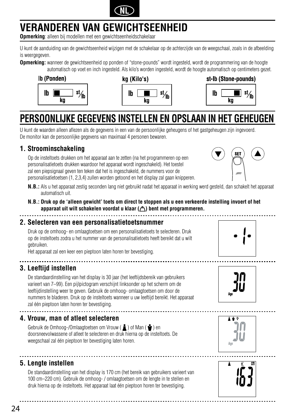 Veranderen van gewichtseenheid | Tanita BC-587 User Manual | Page 26 / 52