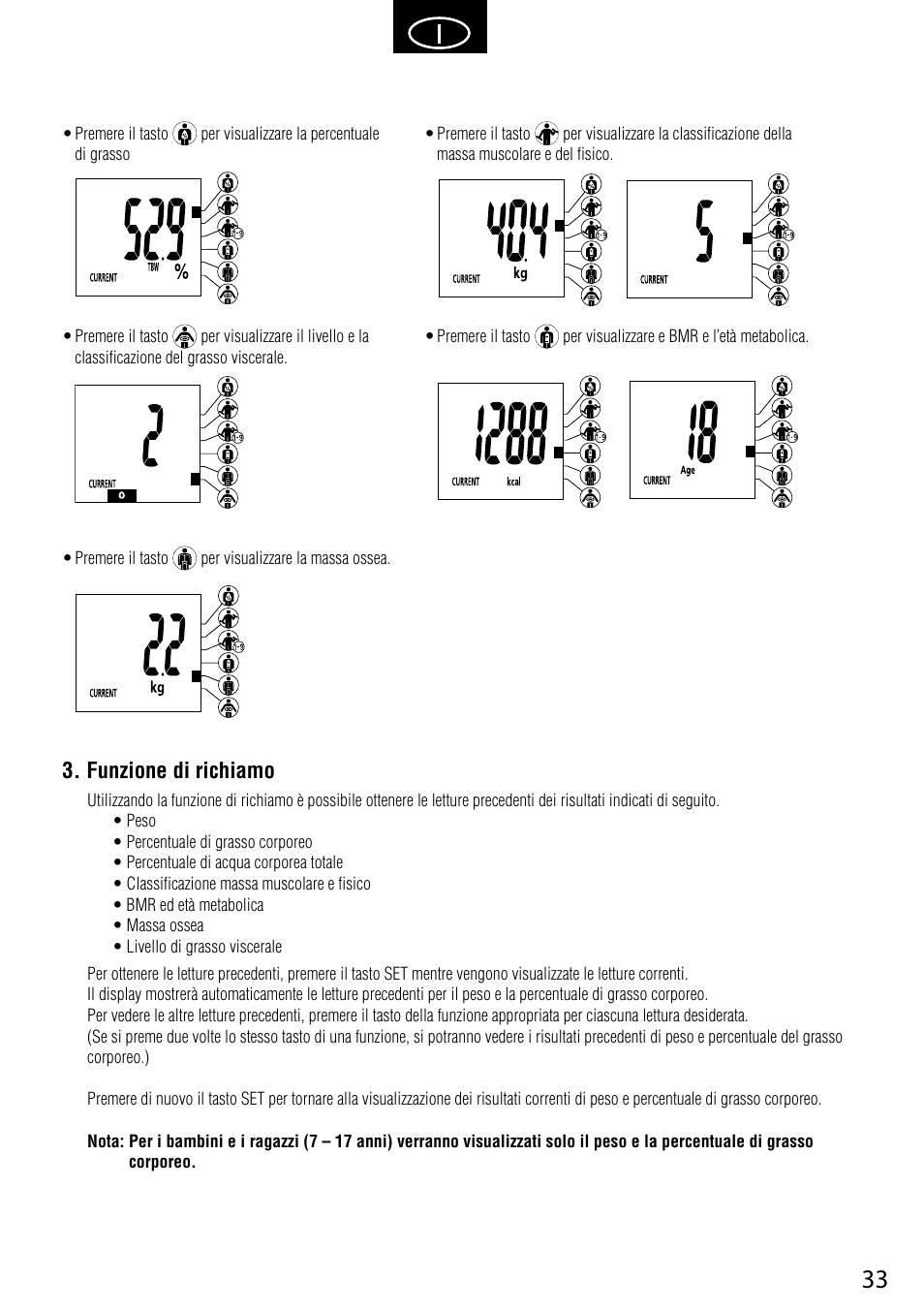 Funzione di richiamo | Tanita BC-587 User Manual | Page 35 / 52