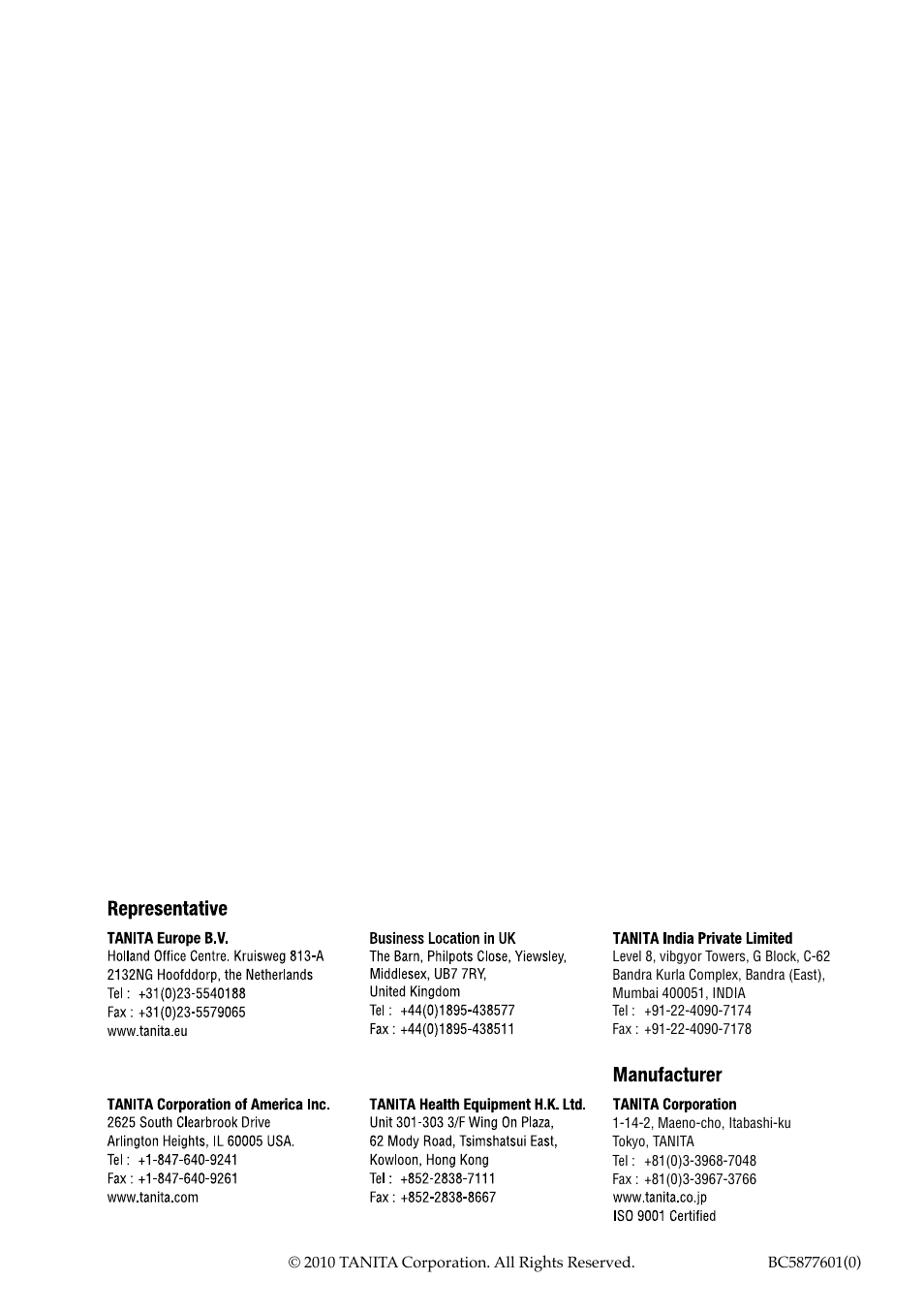 Tanita BC-587 User Manual | Page 52 / 52