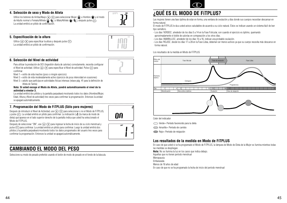 Qué es el modo de fitplus, Cambiando el modo del peso, Los resultados de la medida en modo de fitplus | Tanita BC-581 User Manual | Page 24 / 31