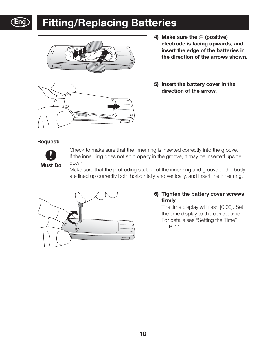 Fitting/replacing batteries | Tanita AM-120E User Manual | Page 10 / 216