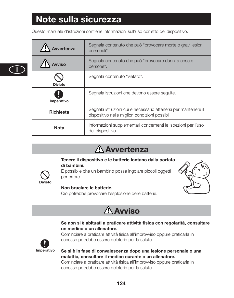 Avvertenza, Avviso | Tanita AM-120E User Manual | Page 124 / 216