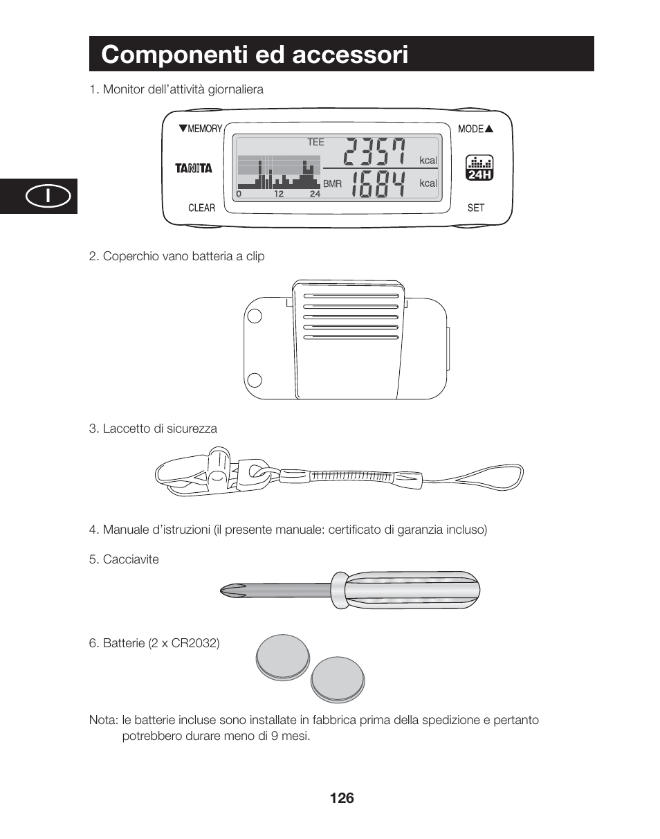 Componenti ed accessori | Tanita AM-120E User Manual | Page 126 / 216