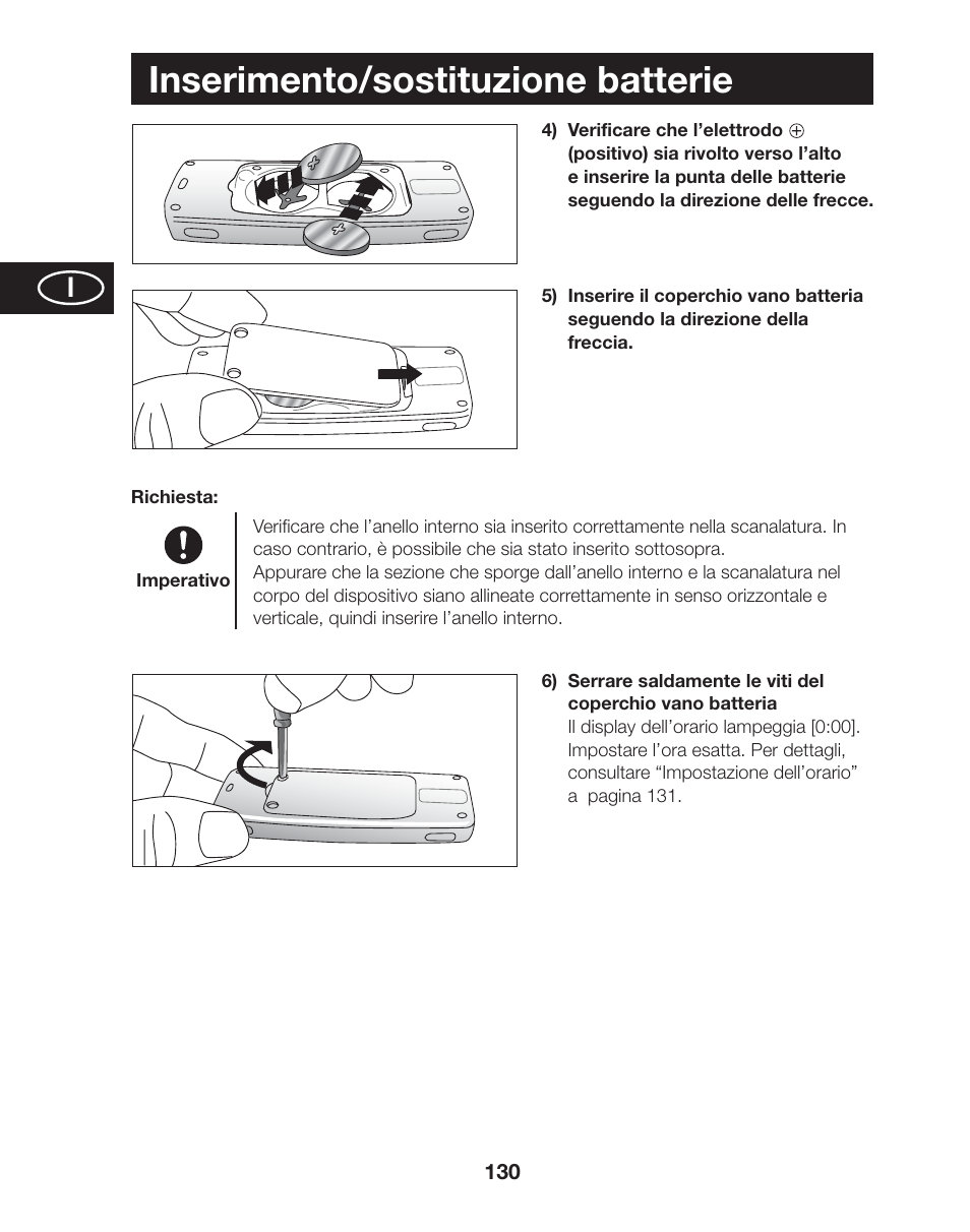 Inserimento/sostituzione batterie | Tanita AM-120E User Manual | Page 130 / 216