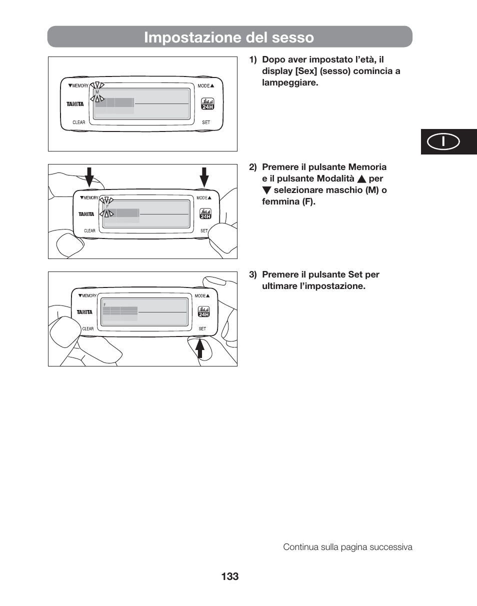 Impostazione del sesso | Tanita AM-120E User Manual | Page 133 / 216