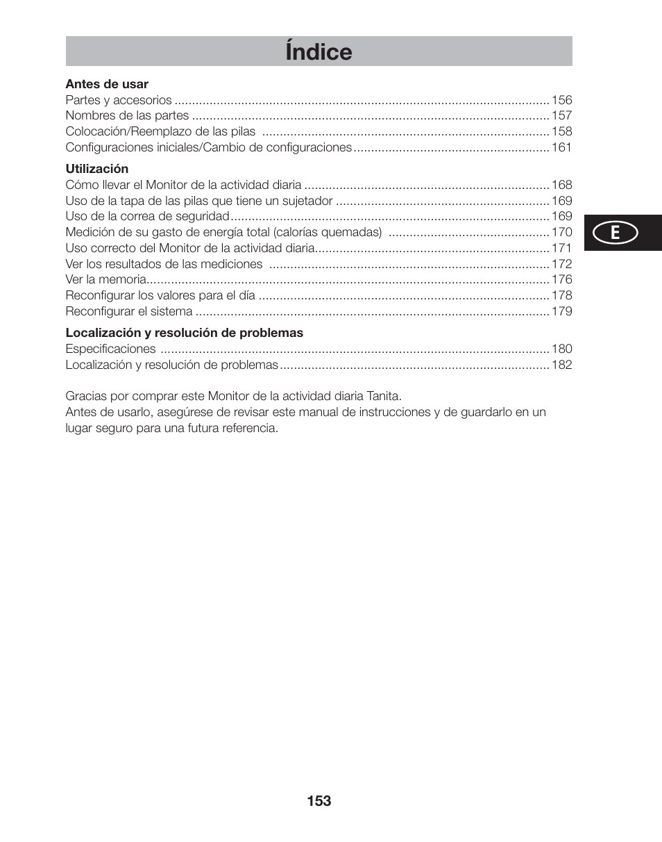 Índice | Tanita AM-120E User Manual | Page 153 / 216