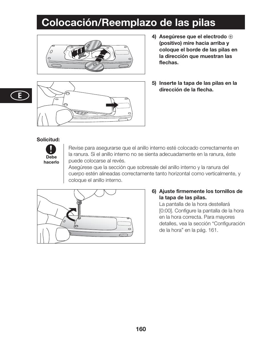 Colocación/reemplazo de las pilas | Tanita AM-120E User Manual | Page 160 / 216