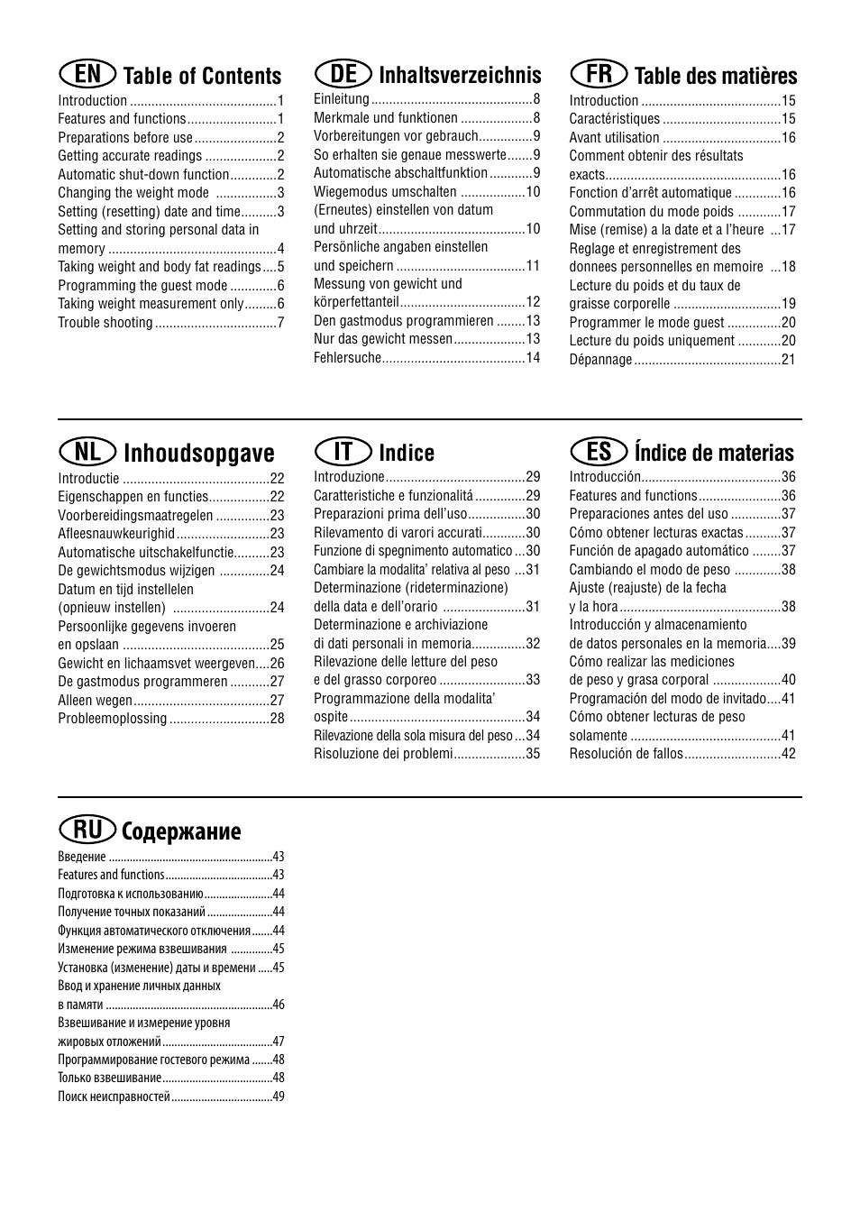 Tanita BC-730 User Manual | Page 2 / 52