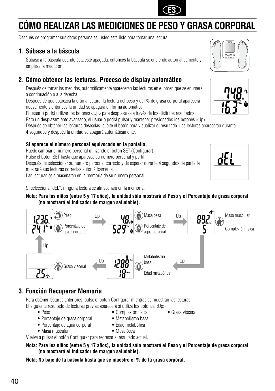 Súbase a la báscula | Tanita BC-730 User Manual | Page 42 / 52