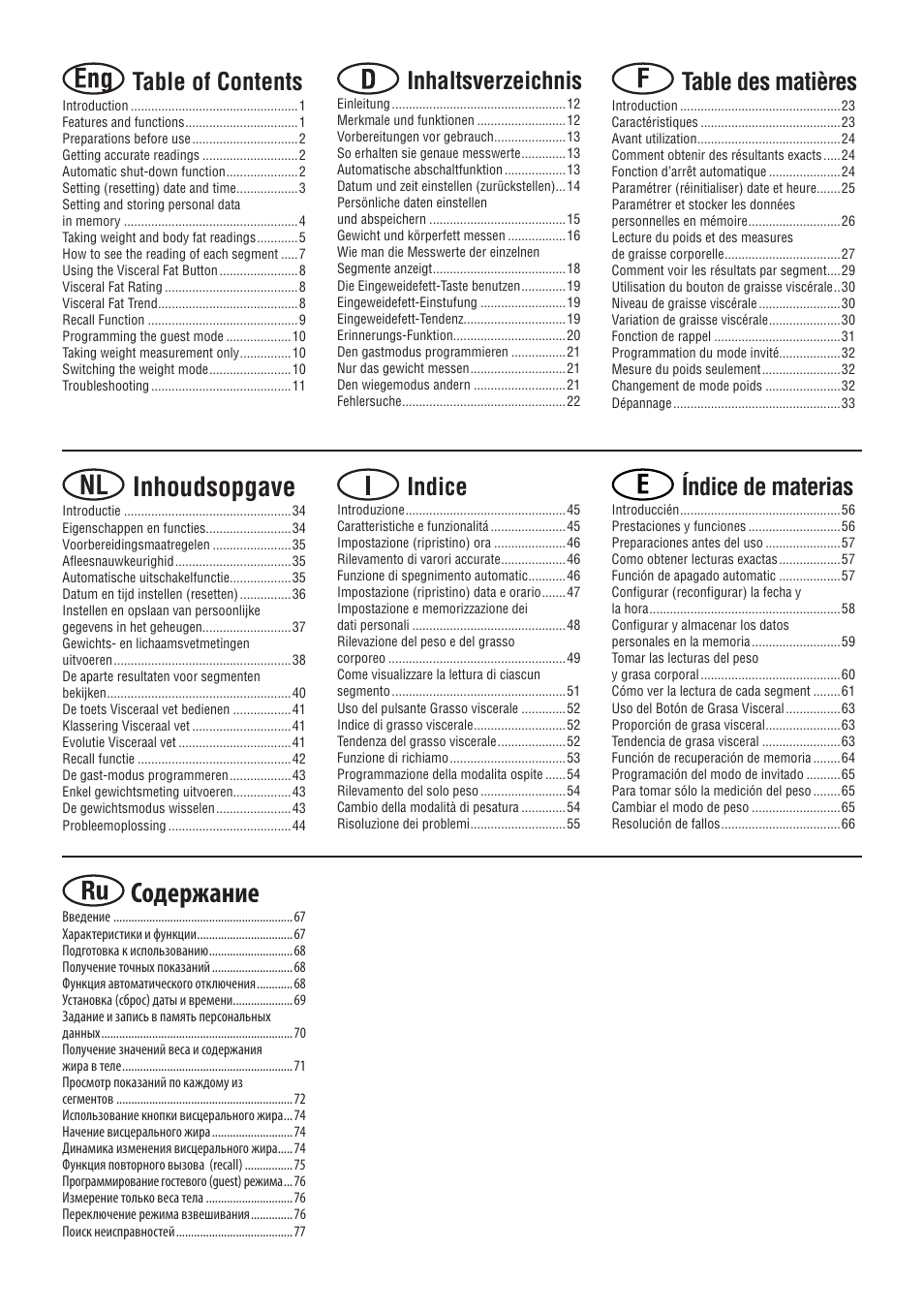 Tanita BC-601 User Manual | Page 2 / 80