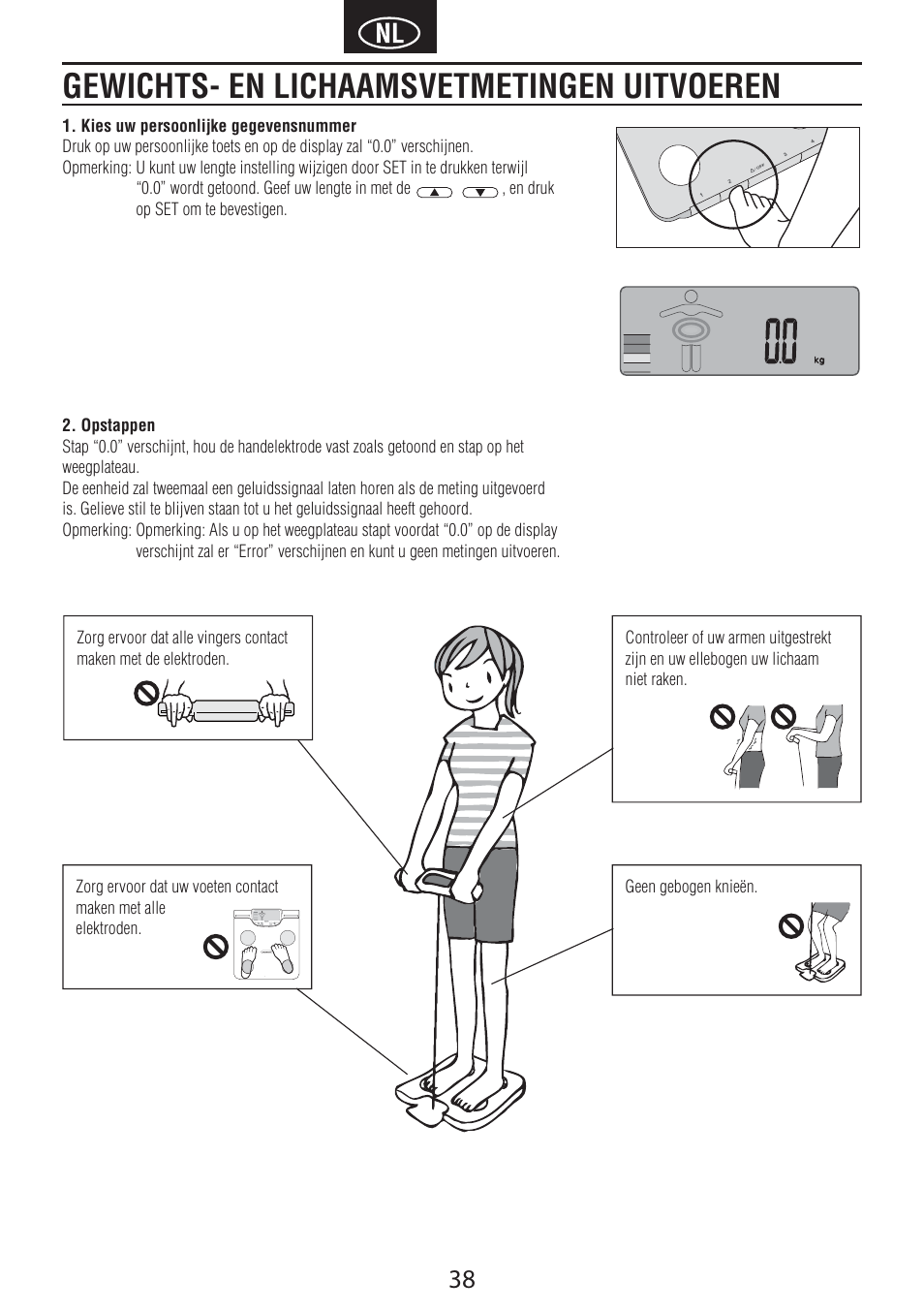 Gewichts- en lichaamsvetmetingen uitvoeren | Tanita BC-601 User Manual | Page 40 / 80